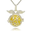 Silver Color Plated Brass Hollow Round Cage Pendants LS-KK-J230-07S-3