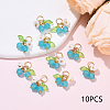 10Pcs Glass Pendants PALLOY-YW00093-04-2