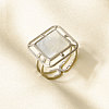 304 Stainless Steel with Natural Shell Cuff Open Rings for Women CE2201-1-1
