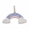Rack Plating Brass Micro Pave Colorful Cubic Zirconia Pendants KK-M229-07P-1