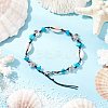 Beach Starfish Turtle Synthetic Turquoise & Natural Cowrie Shell Beaded Anklets AJEW-AN00687-01-1