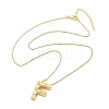 Brass & Plastic Pearl Letter Pendant Box Chain Necklaces for Women NJEW-U017-01G-06-3
