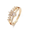 Heart Clear Cubic Zirconia Adjustable Ring RJEW-M146-04G-1