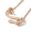 Crystal Rhinestone Snake Pendant Necklace with Alloy Curb Chains for Women NJEW-I118-02KCG-3