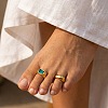 2Pcs 2 Styles Alloy Rectangle Rhinestone Cuff Toe Ring Sets for Women WG1E17C-01-2