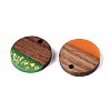 Opaque Resin and Walnut Wood Pendants RESI-T060-05M-2