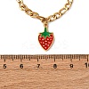 304 Stainless Steel Red Enamel Strawberry Pendant Necklaces for Women NJEW-F346-05G-5