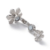 Rack Plating Flower Brass Pave Clear Cubic Zirconia Fold Over Magnetic Clasps KK-C019-21P-4