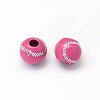 Baseball Plating Acrylic Beads X-SACR-R886-01-2