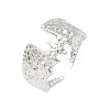 Bat Hammered 304 Stainless Steel Cuff Rings RJEW-S626-03P-2