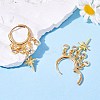 Star Brass Dangle Huggie Hoop Earrings EJEW-SW00001-06-2