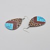 Artificial Leather Teardrop Dangle Earrings EJEW-WH0817-001A-2