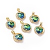 Real 18K Gold Plated Rack Plating Brass Micro Pave Clear Cubic Zirconia Pendants KK-C015-20G-01-1