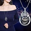 Alloy Crystal Rhinestone and Dodger Blue Glass Pendant Long Necklaces FS-WG47C14-06-1