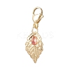 Leaf 304 Stainless Steel & Natural Tourmaline Pendant Decorations HJEW-JM03906-02-4