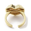 Heart Rack Plating Brass Micro Pave Clear Cubic Zirconia Open Rings RJEW-D020-09G-3