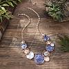 Alloy Colorful Enamel Rose Flower Bib Necklaces NJEW-B113-05-1