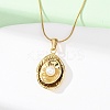 304 Stainless Steel & Acrylic Imitation Pearl Oval Pendant Snake Chain Necklaces for Women NJEW-F354-05G-2