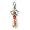 Glass Wishing Bottle with Synthetic & Natural Bead Chip inside Pendant Decorations HJEW-JM01741-3
