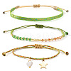 3Pcs 3 Styles Bohemian Adjustable Nylon Cord Braided Bracelet & Glass Beads Braided Bracelet & 304 Stainless Steel Star Charm Bracelet Set for Women GE8132-6-2