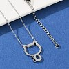 304 Stainless Steel Cat Outline Pendant Necklaces for Women NJEW-F339-03P-1