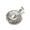 Brass with Natural Shell Carved Pendants KK-Z091-04P-01-2