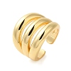 Three-layer Brass Open Cuff Rings for Women RJEW-A046-08G-1