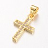 Cross Brass Micro Pave Cubic Zirconia Pendants LS-KK-E673-027G-1