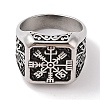 Viking 304 Stainless Steel Vegvisir Wide Finger Rings for Mens RJEW-U005-21A-04-2