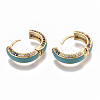 Brass Micro Pave Colorful Cubic Zirconia Huggie Hoop Earrings EJEW-S209-03C-4