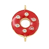 Rack Plating Brass Clear Cubic Zirconia Donut Connector Charms KK-A234-030G-01-2