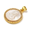 Rack Plating Brass Micro Pave Clear Cubic Zirconia Flat Round Pendants KK-U025-10G-05-3