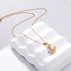 304 Stainless Steel Crystal Rhinestone Anchor Pendant Necklaces NJEW-Z057-01A-G-3