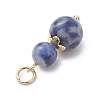 3Pcs 3 Styles Dyed Natural Quartz & Blue Spot Jasper & Lapis Lazuli Round Beaded Pendants PALLOY-JF04701-01-5