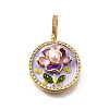 Brass Micro Pave Cubic Zirconia & Enamel Pendants KK-R222-10G-02-1