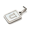 304 Stainless Steel Pave Natural White Shell Pendants STAS-S130-03P-U-2