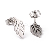 Non-Tarnish 304 Stainless Steel Leaf Stud Earrings for Women EJEW-G328-03P-2