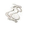 Wave 304 Stainless Steel Open Cuff Rings for Women RJEW-G338-18P-4