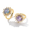 Sunflower Natural Fluorite Finger Rings RJEW-B113-03G-01-4