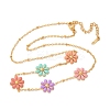304 Stainless Seel Enamel Daisy Flower Link Chain Necklaces for Women NJEW-D303-01G-4