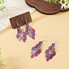 2 Pairs 430 Stainless Steel Leaf Dangle Earrings EJEW-TA0001-83E-7