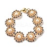 Shell Pearl Flower Link Bracelet BJEW-JB08084-04-1