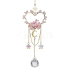 Natural Rose Quartz Chip Beads with Brass Finding Pendant Decorations HJEW-JM01815-04-1
