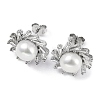 Anti-Tarnish Rhodium Plated 925 Sterling Silver Micro Pave Cubic Zirconia Sun Stud Earrings for Women EJEW-F318-03P-1