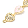 Brass Micro Pave Clear Cubic Zirconia 7 Heart Links Connector Charms KK-H539-14G-3