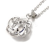 Rhinestone Flower Pandant Necklace with Cable Chains LS-NJEW-K247-01P-3
