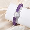 2Pcs 2 Styles Natural Amethyst & Quartz Crystal Round Beaded Stretch Bracelet Sets BJEW-TA00751-2