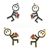 2 Pairs 2 Colors Valentine's Day 304 Stainless Steel Enamel Magnetic Pendants STAS-FS0002-08-2