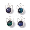 4Pcs 4 Colors Natural Tiger Eye Dyed Round Bead Pendants PALLOY-TA00151-1
