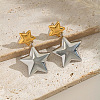 304 Stainless Steel Two Tone Star Dangle Stud Earrings LQ4369-2